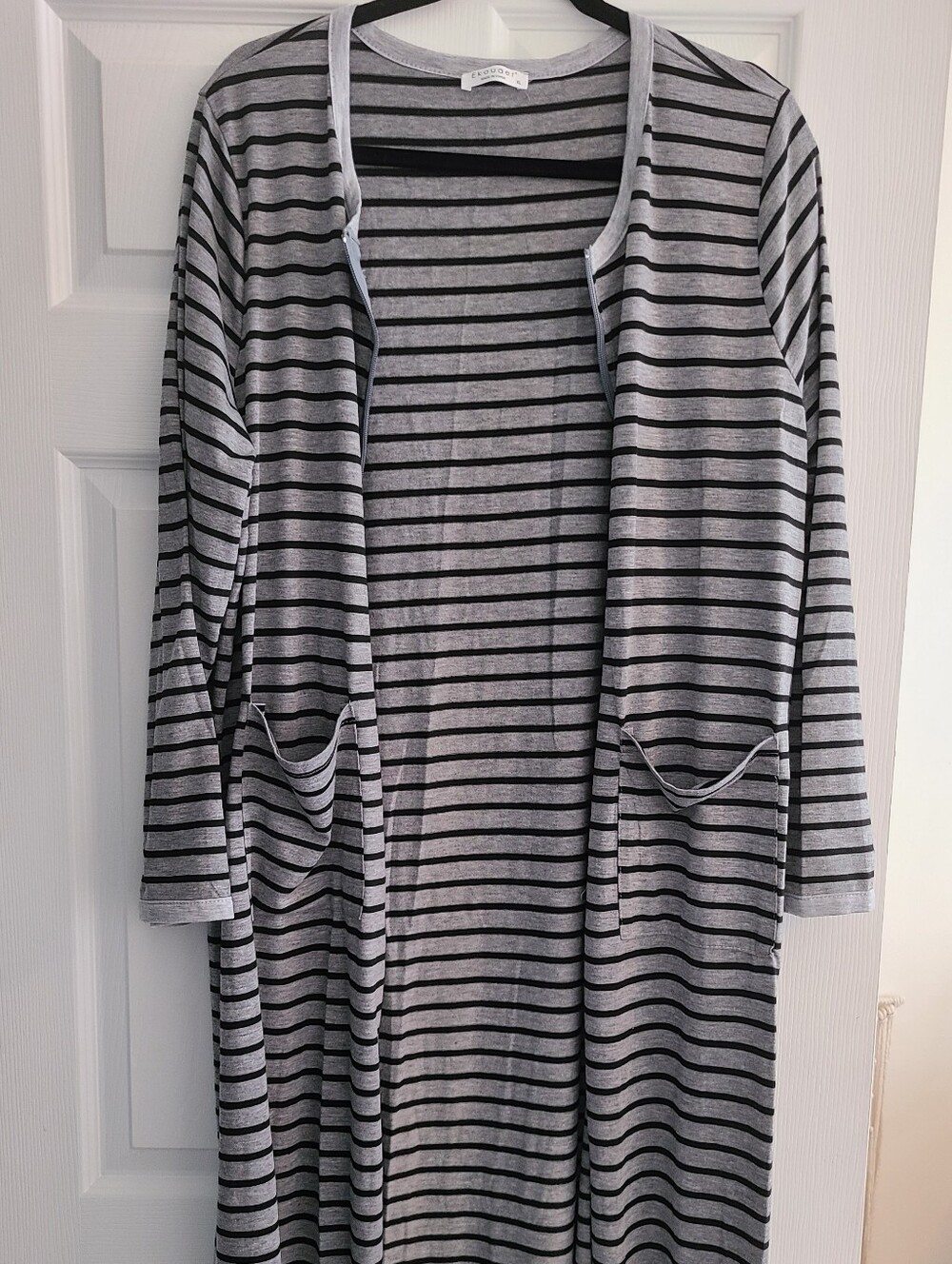 Striped Zipper Long Robe